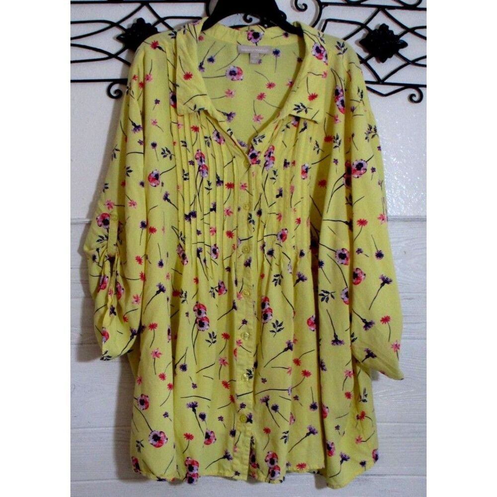 Women Within Women's Top Size 5X 3/4 Sleeve Multicolored Floral